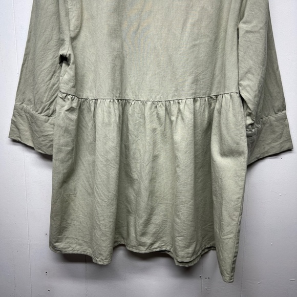 ZARA Cotton Linen Button Front 3/4 Sleeve Women's Babydoll Tunic Top Size Small - Picture 8 of 11